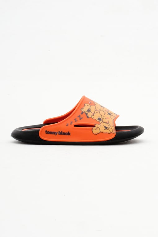 Poli Taban Ayıcık Desenli Çocuk Unisex Oranj Terlik TBACR895
