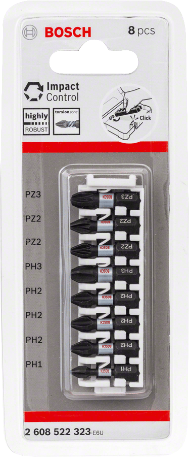 Bosch - Impact Control Serisi Vidalama Ucu 8'li T15/T20x2/T25x2/T30x2/T40 *25mm