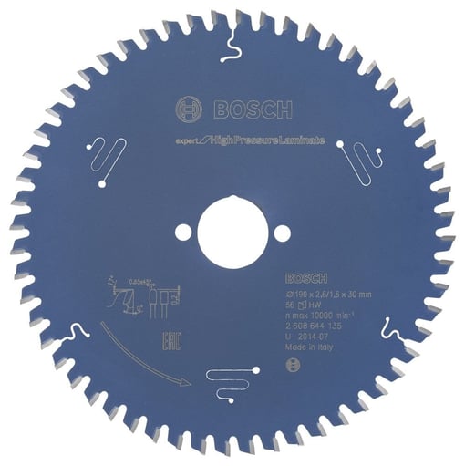 Bosch - Expert Serisi Yüksek Basınçlı Lamine Panel ve Trespa için Daire Testere Bıçağı 190*30 mm 56 Diş
