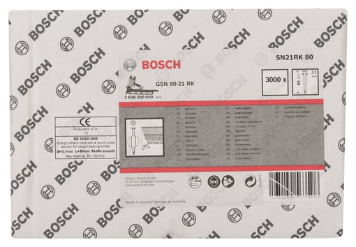 Bosch - GSN 90-21DK Çivi  80mm 3000li Düz Parlak