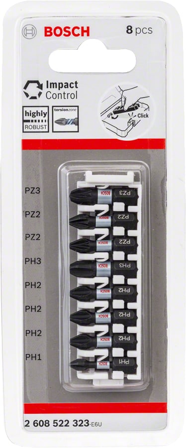 Bosch - Impact Control Serisi Vidalama Ucu 8'li T15/T20x2/T25x2/T30x2/T40 *25mm