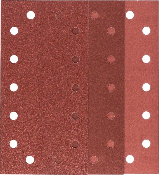 Bosch - Titreşimli Zımpara Kağıdı 10'lu Set, 115 x 230 mm 60/120/180 Kum 14 Delik