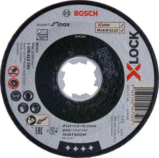 Bosch - X-LOCK - 115*1,6 mm Expert Serisi Düz Inox (Paslanmaz Çelik) Kesme Diski (Taş)