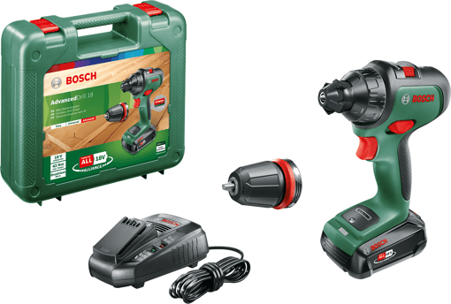 Bosch AdvancedDrill 18 Çift Akülü Delme Vidalama Makinesi 18V (2 x 2,5 Ah) + Şarj Cihazı AL 1830 CV
