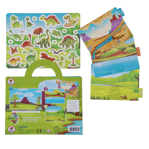 Dinozor Dünyası Sticker Kitabı - Tekrar Kullanılabilen Tükenmeyen 27 Sticker'lı