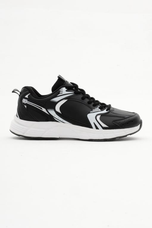 Faylon Taban Bağcıklı Unisex Siyah Cilt Spor Ayakkabı TBA530