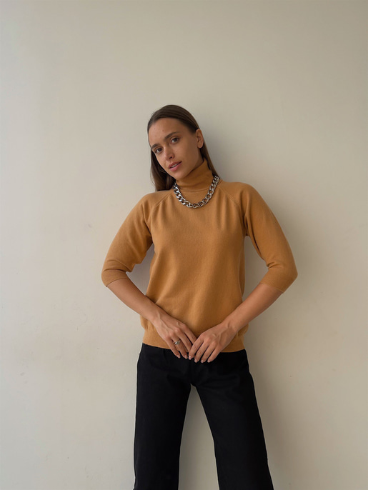 Balıkçı Yaka Yarım Kol Claudemir Kadın Tarçın Kazak 23K000136