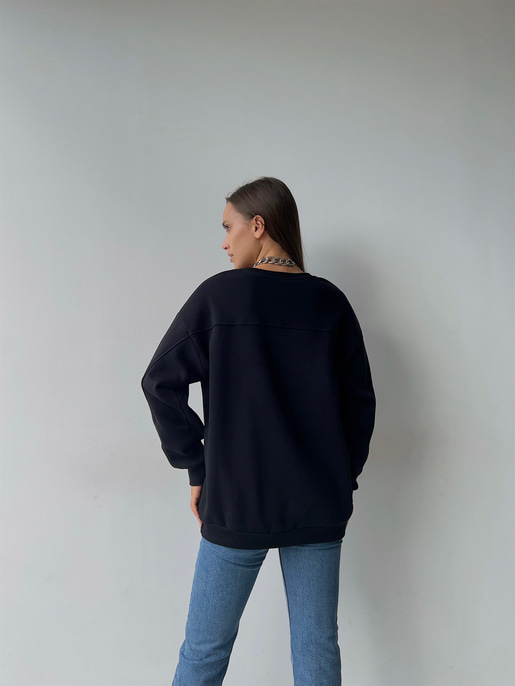 Basıc Bisiklet Yaka Kadın Siyah Sweat 22K000162