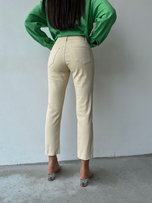 Basıc Yüksek Bel Lupus Kadın Bej Renk Mom Jean 22Y000350