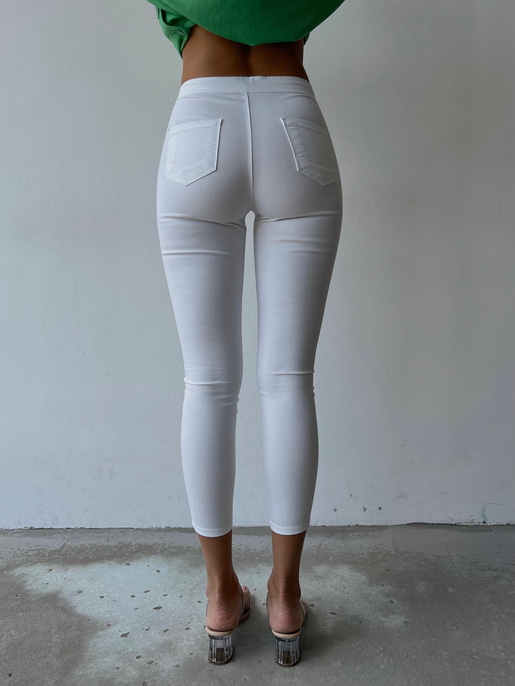 Basıc Yüksek Bel Toparlayıcı Kadın Beyaz Pantolon 20Y000110