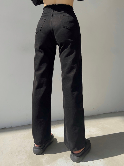 Bel Püskül Metal Düğmeli Carson Kadın Siyah Palazzo Jean 22Y000070