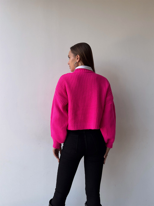 Bisiklet Yaka Andreia Kadın Fuşya Kazak 23K000195