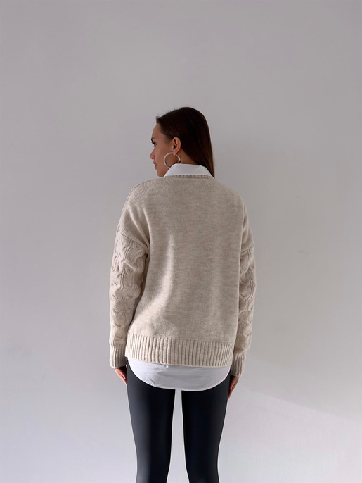 Bisiklet Yaka Perla Kadın Ekru Triko Kazak 23K000199