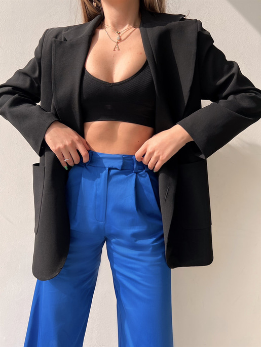 Büyük Cepli Josephine Kadın Siyah Blazer Ceket 22Y000087