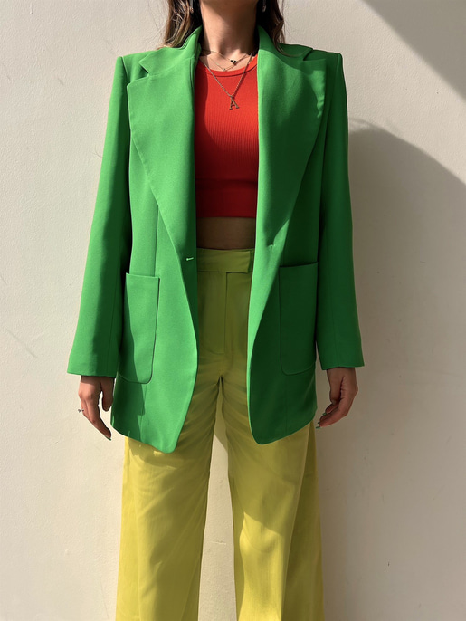 Büyük Cepli Josephine Kadın Yeşil Blazer Ceket 22Y000087