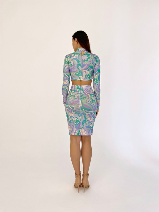 Desenli Üst Uzun Kol Palvin Kadın Lila İkili Takım 23K000406