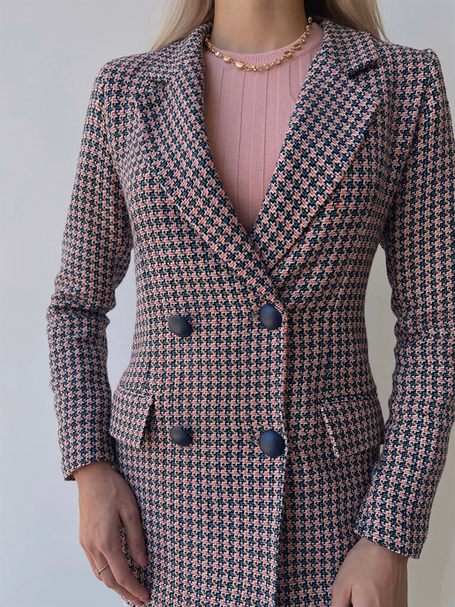 Düğme Kapamalı Mories Mavi Tüvit Desenli Ceket 23K000081