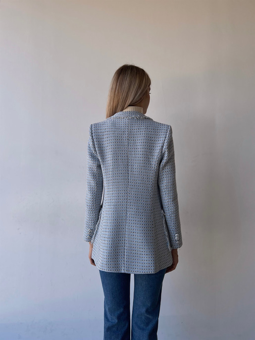 Düğme Kapamalı Yanları Cepli Paulus Kadın Mavi Saçaklı Tüvit Ceket 23K000080