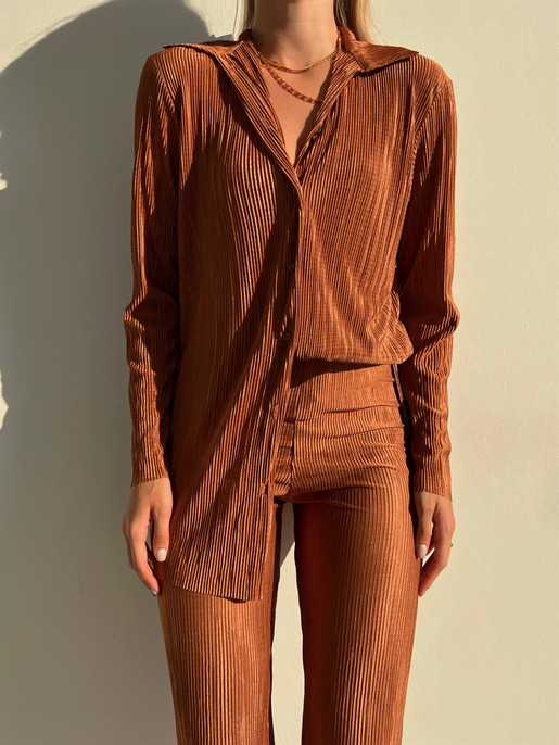 Fitilli Piliseli Kumaş Tatiana Kadın Kahverengi İkili Takım 22Y000295
