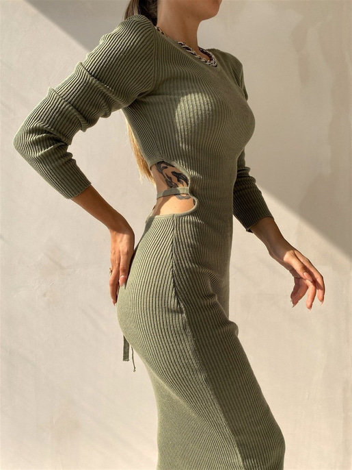 Grace Sırtı Bağlamalı Triko Elbise 22K000002