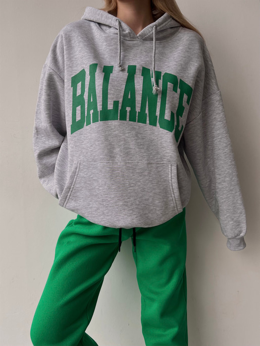 Kapüşonlu Balance Yazılı Emerson Kadın Gri Sweatshirt 23K000150
