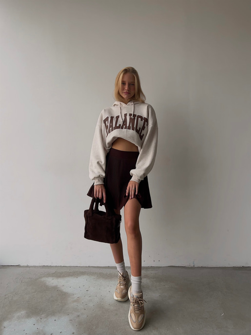 Kapüşonlu Balance Yazılı Emerson Kadın Bej Sweatshirt 23K000150