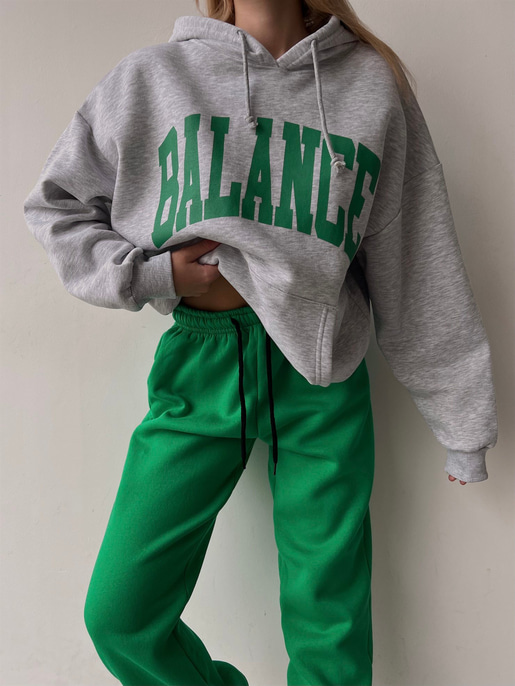 Kapüşonlu Balance Yazılı Emerson Kadın Gri Sweatshirt 23K000150
