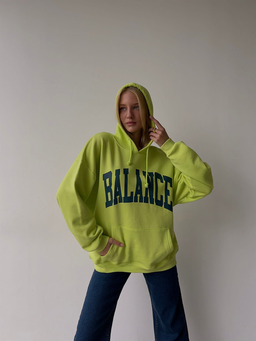 Kapüşonlu Balance Yazılı Emerson Kadın Neon Sweatshirt 23K000150