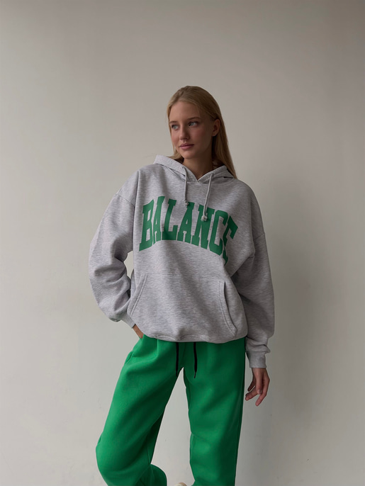 Kapüşonlu Balance Yazılı Emerson Kadın Gri Sweatshirt 23K000150