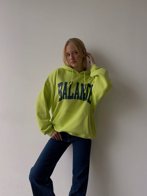 Kapüşonlu Balance Yazılı Emerson Kadın Neon Sweatshirt 23K000150