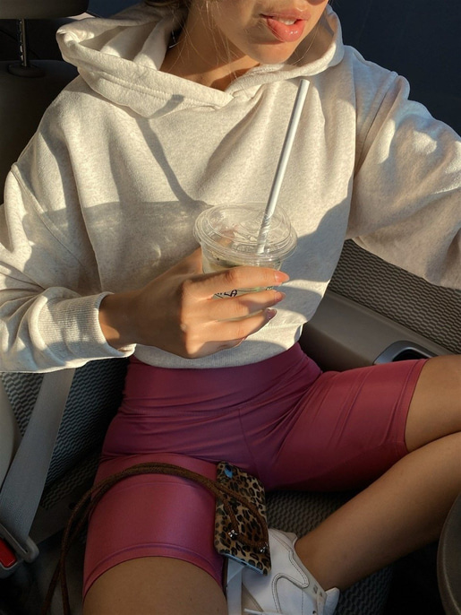 Kapüşonlu Lastik Bel Kadın Bej Crop Sweat 22K000012