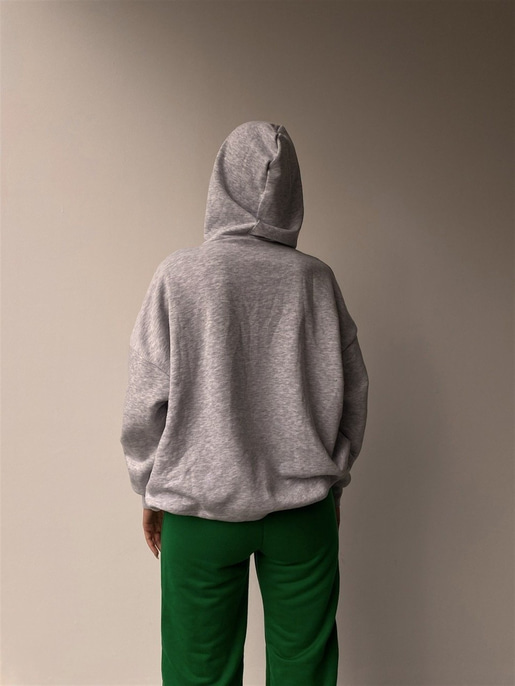 Kapüşonlu Lost Angels Baskılı Kadın Gri Sweatshirt 22K000161