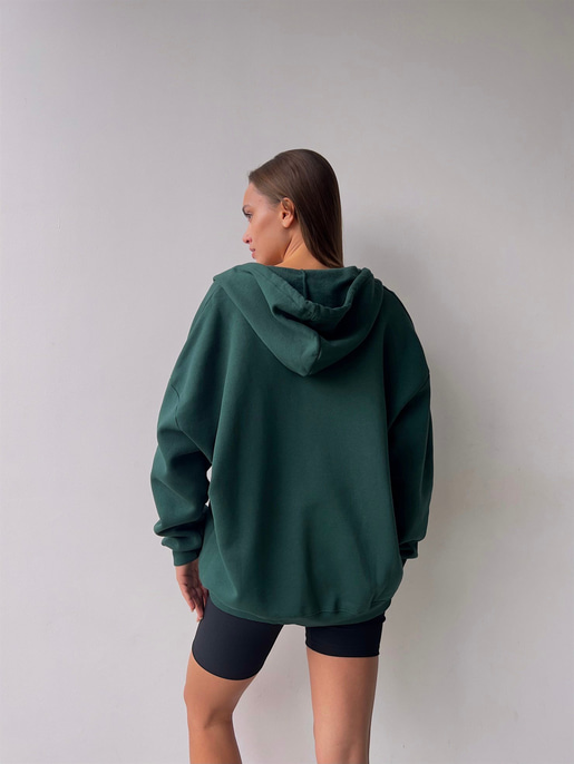 Kapüşonlu Önden Fermuarlı Kadın Yeşil Sweat 22K000120