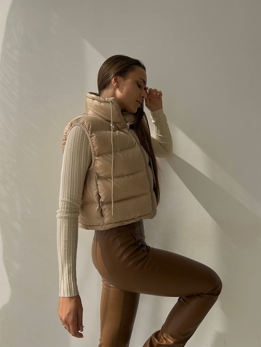 Kısa Dik Yaka Mariela Kadın Vizon Şişme Yelek 22K000342