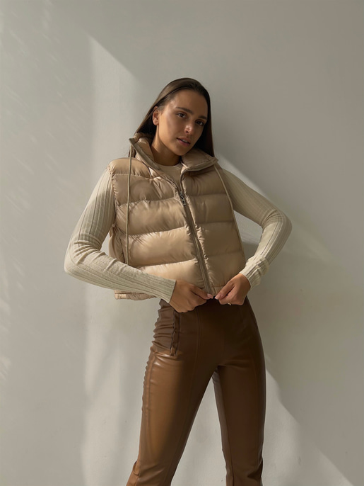 Kısa Dik Yaka Mariela Kadın Vizon Şişme Yelek 22K000342