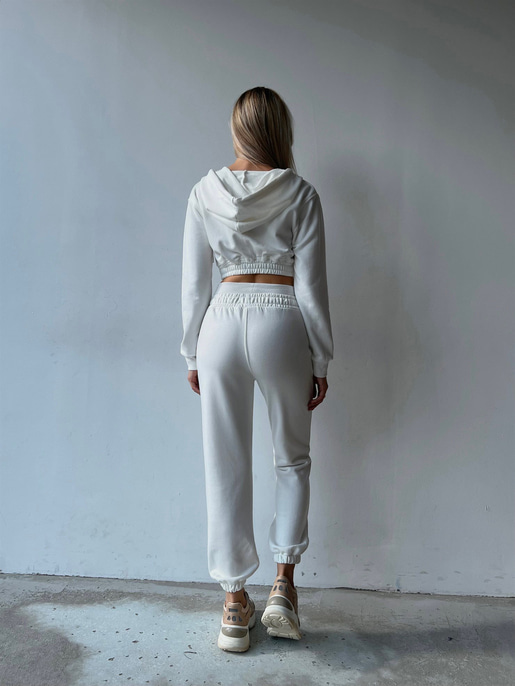 Korse Fermuar Kapamalı Kapüşonlu Spiridion Kadın Beyaz Sweatshirt 23K000107