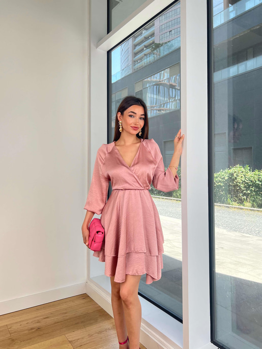 KRUVAZE VOLANLI ELBİSE 24Y300