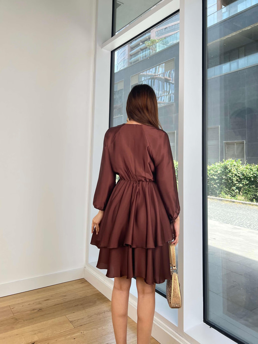 KRUVAZE VOLANLI ELBİSE 24Y300