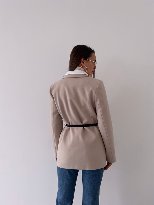 Kruvaze Yaka Yanları Cepli Önden Düğme Kapamalı Luiz Kadın Taş Ceket 23K000273