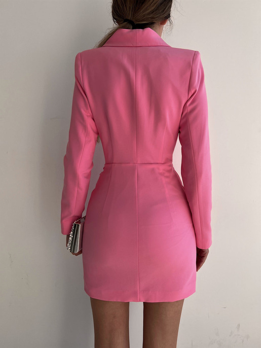 Kruvaze Yanı Toka Detaylı Libby Kadın Pembe Ceket Elbise 22Y000129