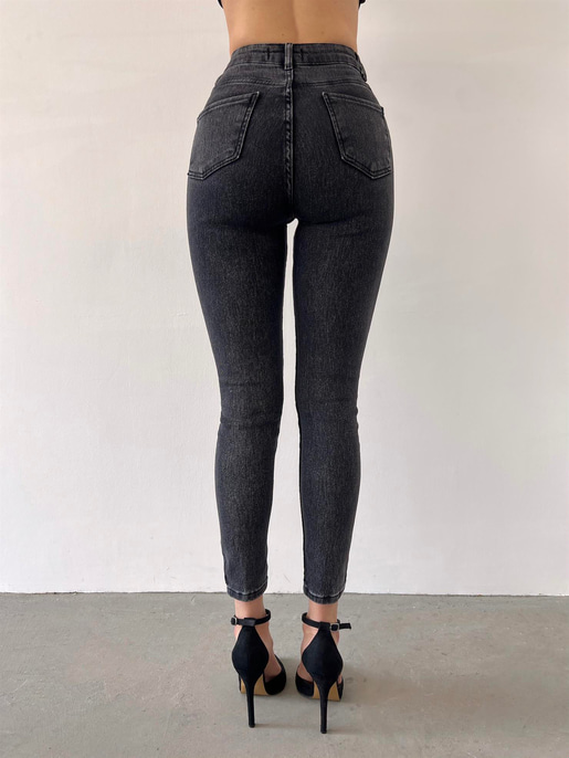 Likralı Kar Yıkama Kadın Antrasit Jean 23K000436