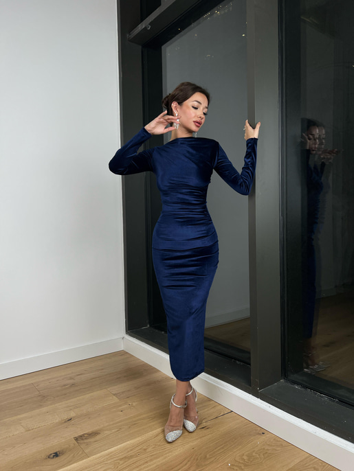 Malenkov Kadife Elbise 24k301