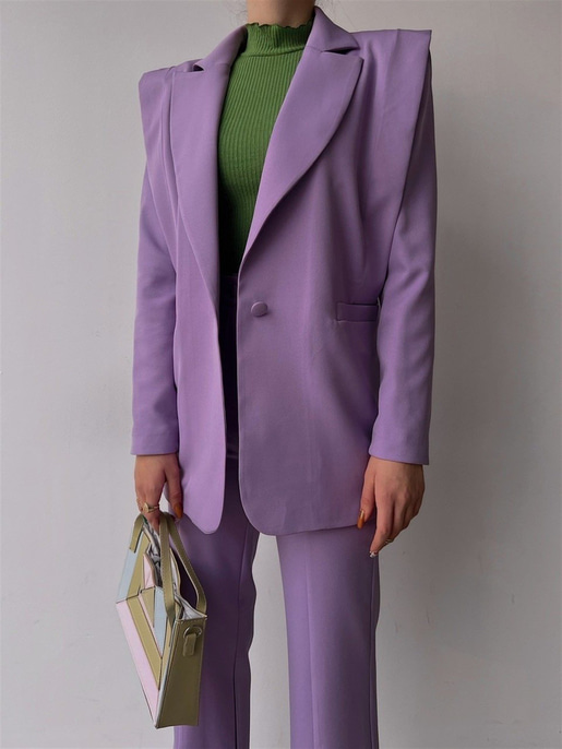 Omuzları Parça Detaylı Brisha Kadın Lila Ceket Pantolon Takım 22K000508