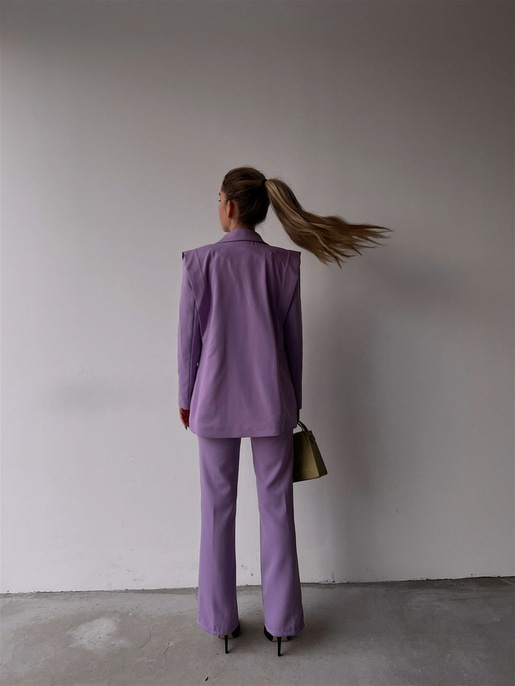Omuzları Parça Detaylı Brisha Kadın Lila Ceket Pantolon Takım 22K000508