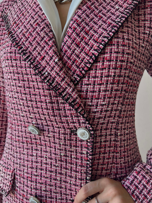 Önden Düğme Kapamalı Merta Kadın Fuşya Tüvit Ceket 23K000086