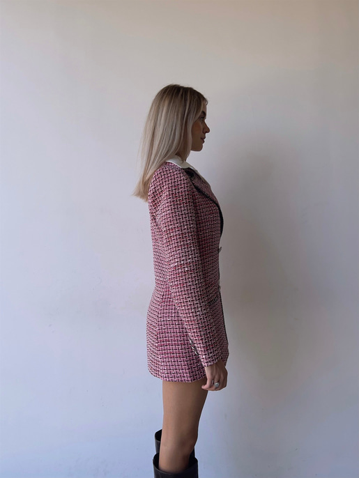 Önden Düğme Kapamalı Merta Kadın Fuşya Tüvit Ceket 23K000086