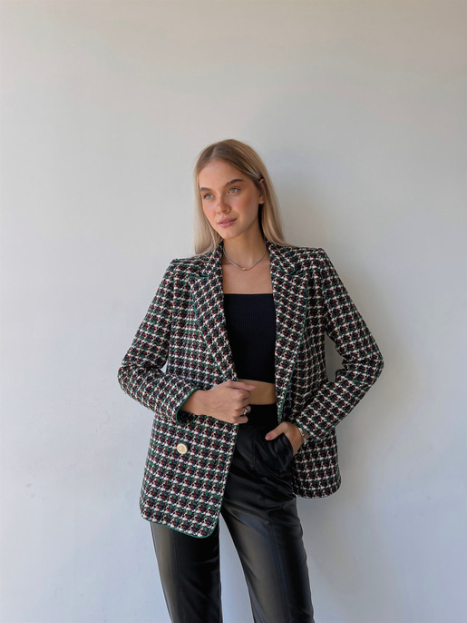 Önü Düğme Kapamalı Muiris Kadın Yeşil Biyeli Tüvit Ceket 23K000082