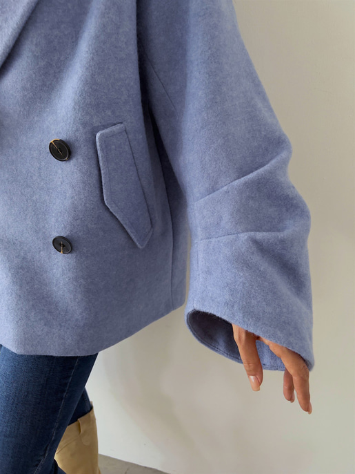 Önü Düğme Kapamalı Oversize Rosana Kadın Mavi Kaban 23K000190