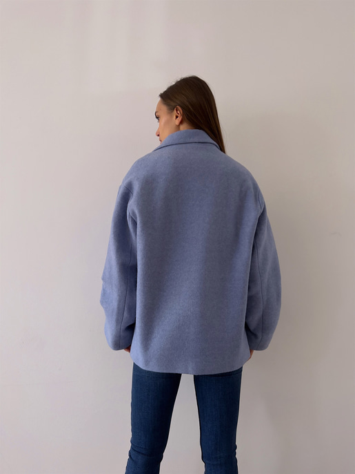 Önü Düğme Kapamalı Oversize Rosana Kadın Mavi Kaban 23K000190