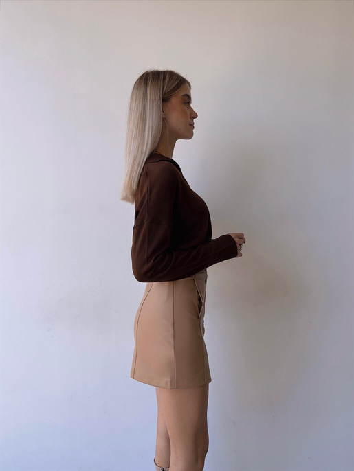 Polo Yaka Otylia Kadın Kahve Triko Kazak 23K000009